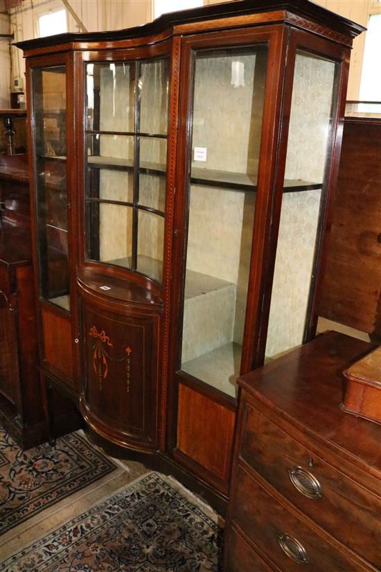 Edwardian inlaid mahogany china display cabinet(-)